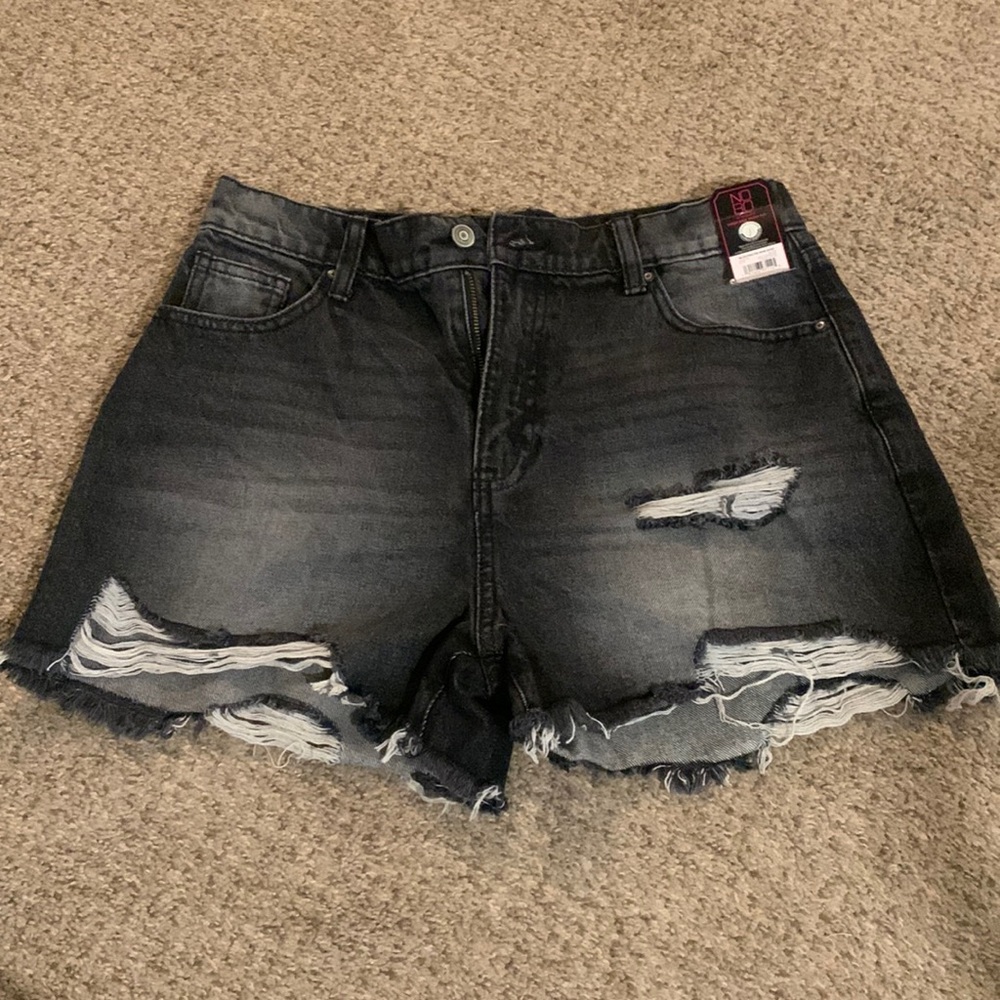 NWT Distressed Black High Waisted Denim Shorts